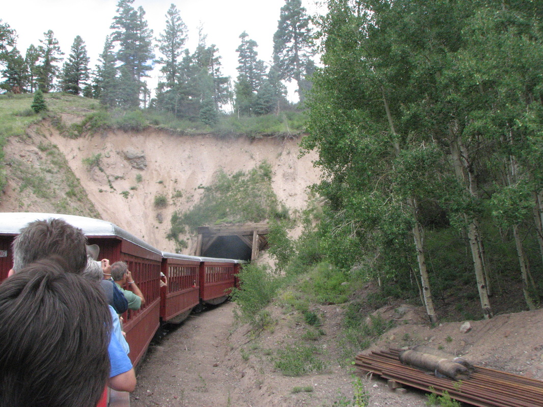 Leaving Antonito, Colorado on the Cumbres & Toltec narrow gauge train.